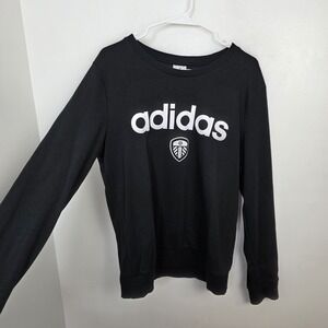 Adidas Men's Black White Leeds United Football Sporty Sweatshirt Size Large